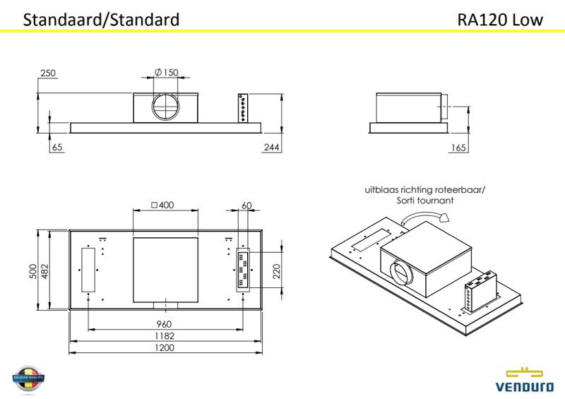 Hotte groupe aspirant Venduro RA120LOWMMBLACK detail 1