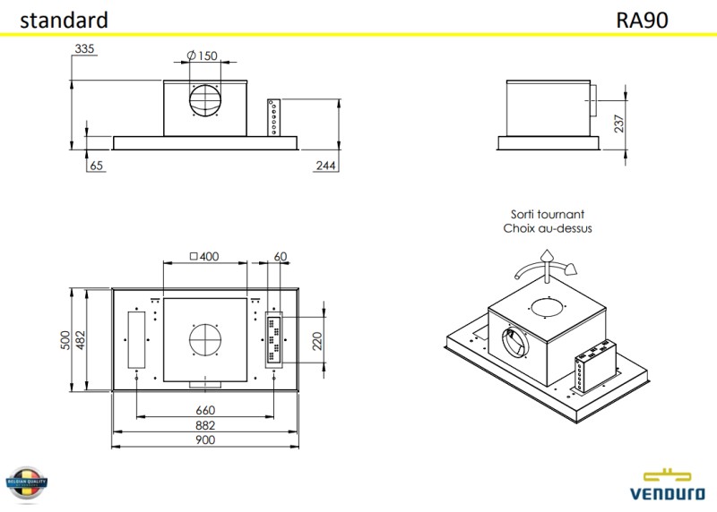 Hotte aspirante sans moteur Venduro RA90ZMIWHITE detail 3