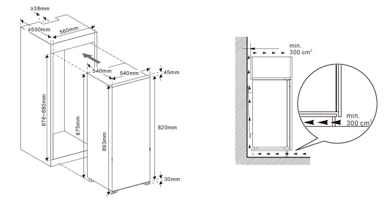 Frigo intégrable hauteur 88cm Exquisit EKS131-4-040E/vriesvak detail 3