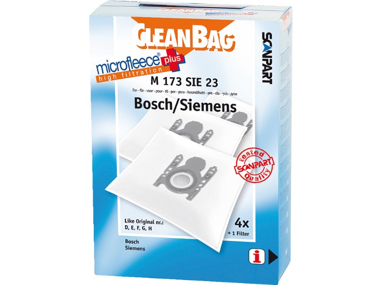 Stofzuigerzakken Siemens STOFZAK M173 D.E.F. vooraanzicht