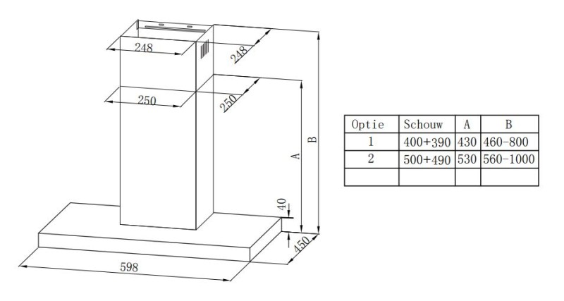 Hotte cheminée Exquisit FKH62-3BL / Zwart detail 3