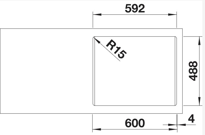 Enkele spoelbak Blanco 524738 detail 1