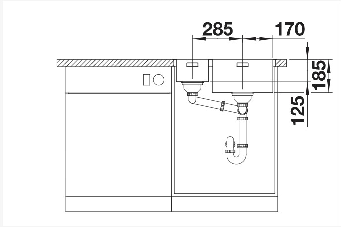 Dubbele spoelbak Blanco 526130/** detail 2