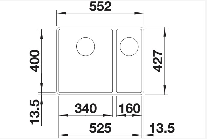 Anderhalve spoelbak Blanco 523571/** detail 1