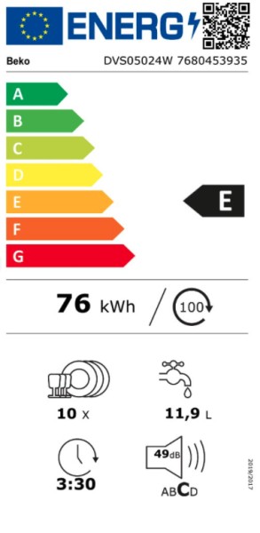 Lave-vaisselle pose libre Beko DVS05024W detail 4