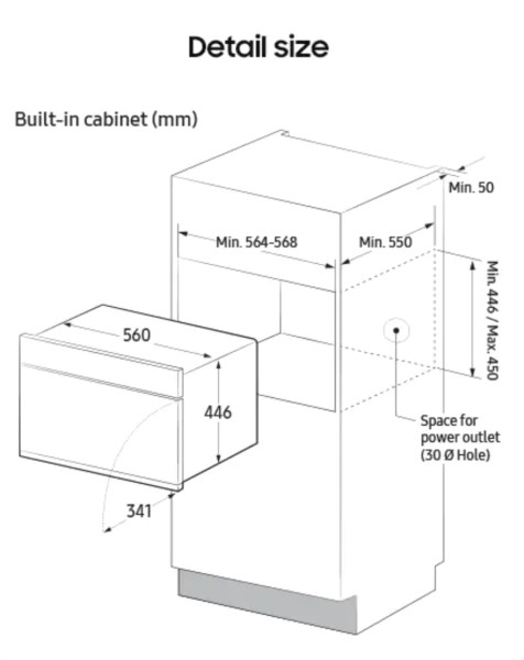 Combi : four + micro-ondes Samsung NQ5B4553FBK / ZWART ONYX detail 3