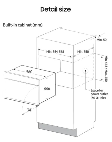 Combi : four + micro-ondes Samsung NQ5B5763DBK / ZWART ONYX detail 3