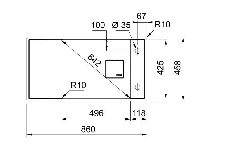 Enkele spoelbak Franke FSG211/11186OX1 detail 1