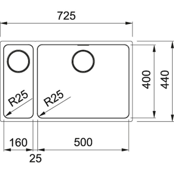 Enkele spoelbak Franke MYX1605016R1 detail 1
