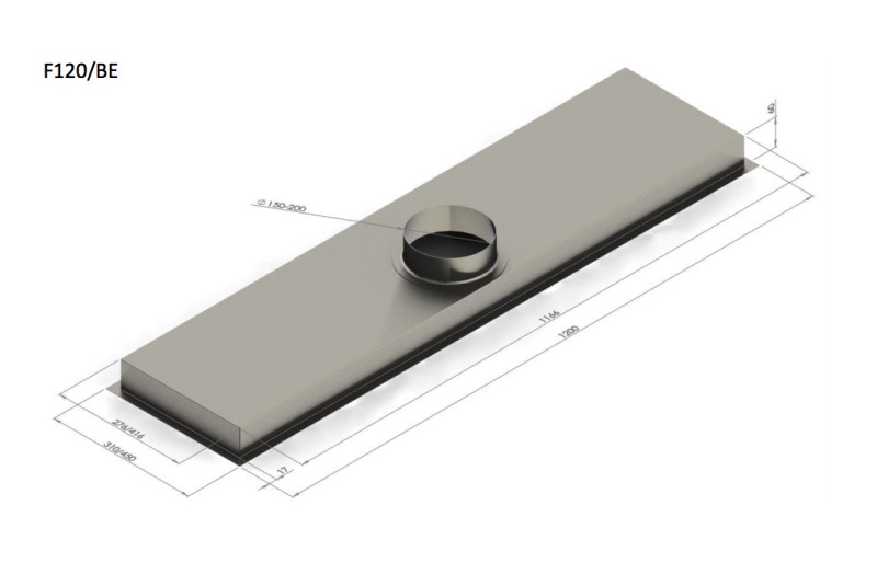 Hotte aspirante sans moteur Venduro F120/BE vooraanzicht