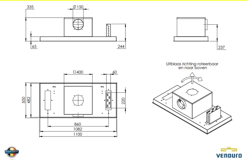 Dampkap inbouwgroep Venduro RALL110-MMI detail 1