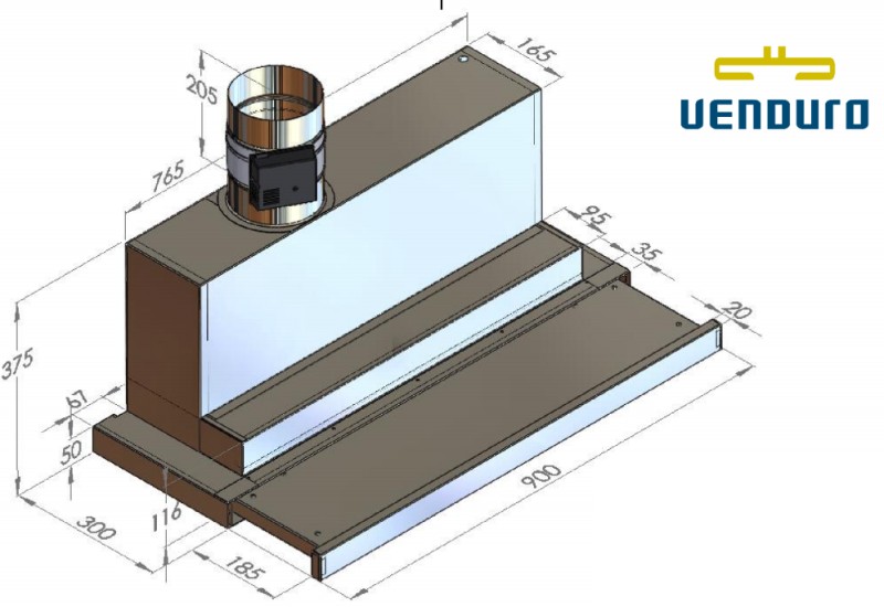 Dampkap zonder motor Venduro TA90/300-SRINOX detail 1