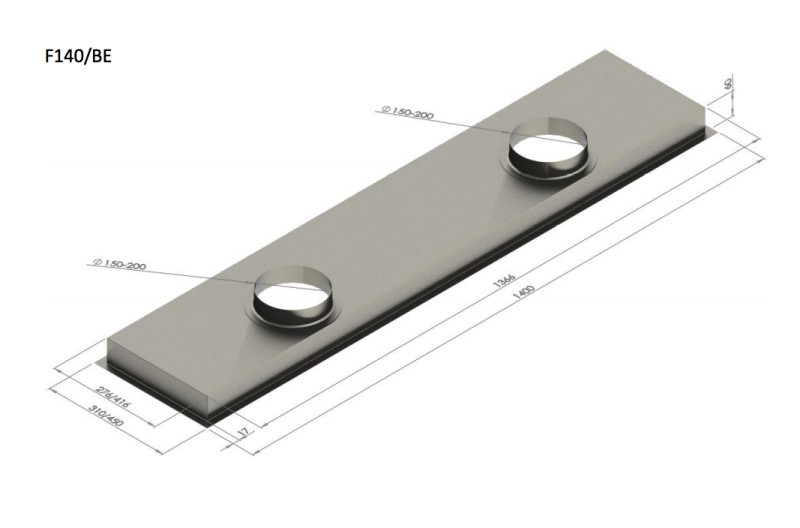 Dampkap zonder motor Venduro F140/BE vooraanzicht