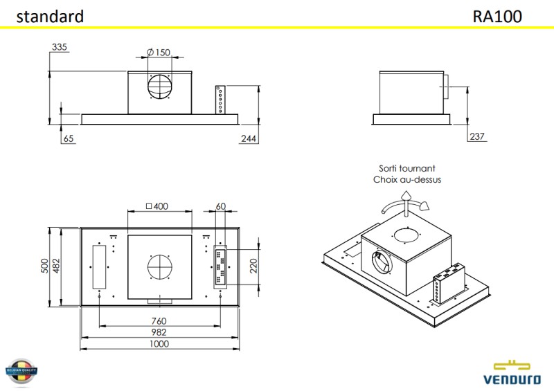 Hotte aspirante sans moteur Venduro RA100-ZMI detail 1