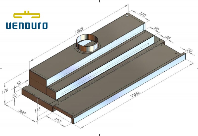 Dampkap zonder motor Venduro TA120/BE detail 1