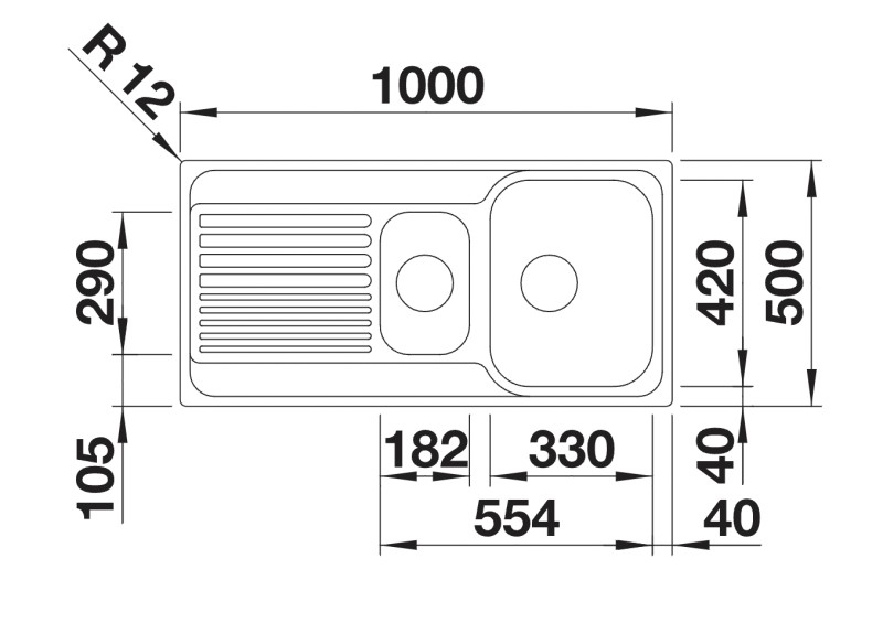 Dubbele spoelbak Blanco 526620 detail 1