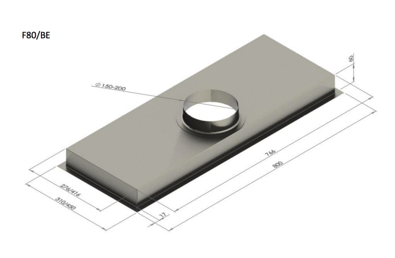 Dampkap zonder motor Venduro F80/BE vooraanzicht
