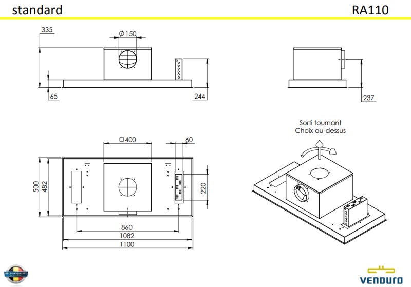 Hotte aspirante sans moteur Venduro RA110-ZMI detail 1