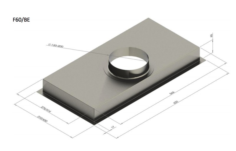 Dampkap zonder motor Venduro F60/BE vooraanzicht