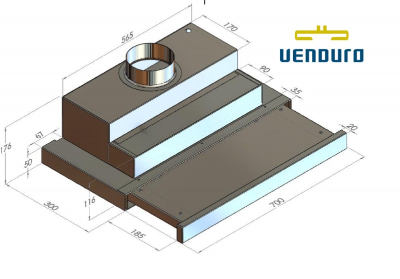 Dampkap zonder motor Venduro TA70/BE detail 1