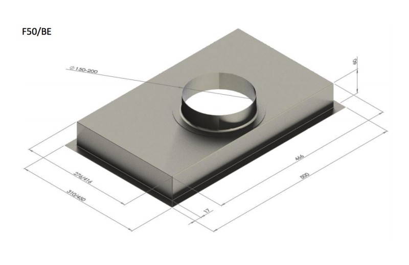 Dampkap zonder motor Venduro F50/BE vooraanzicht