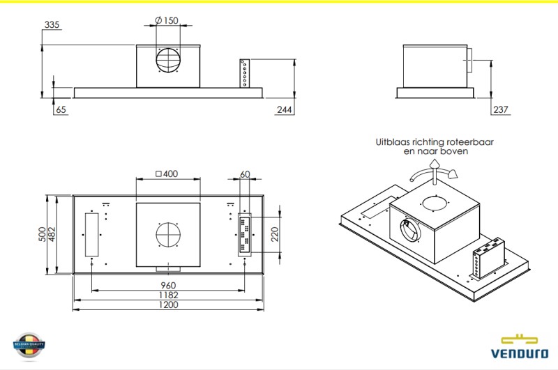 Dampkap inbouwgroep Venduro RALL120-MMI detail 1