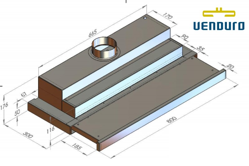 Dampkap zonder motor Venduro TA80/BE detail 1