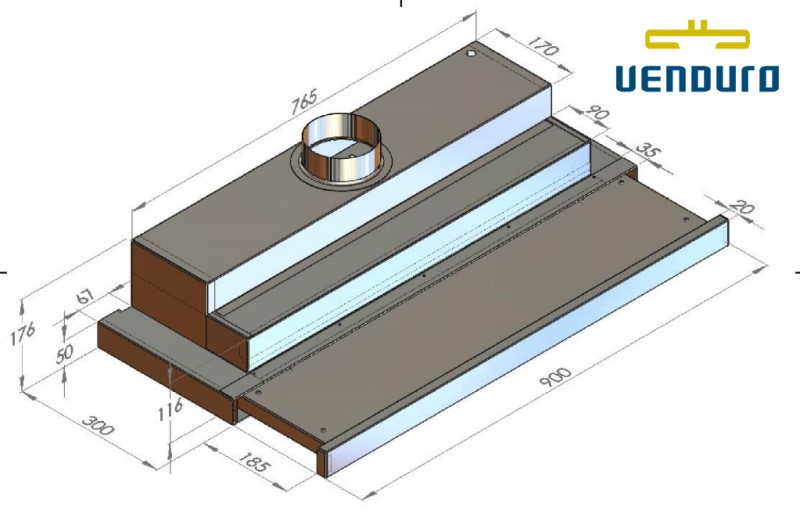Dampkap zonder motor Venduro TA90/BE detail 1