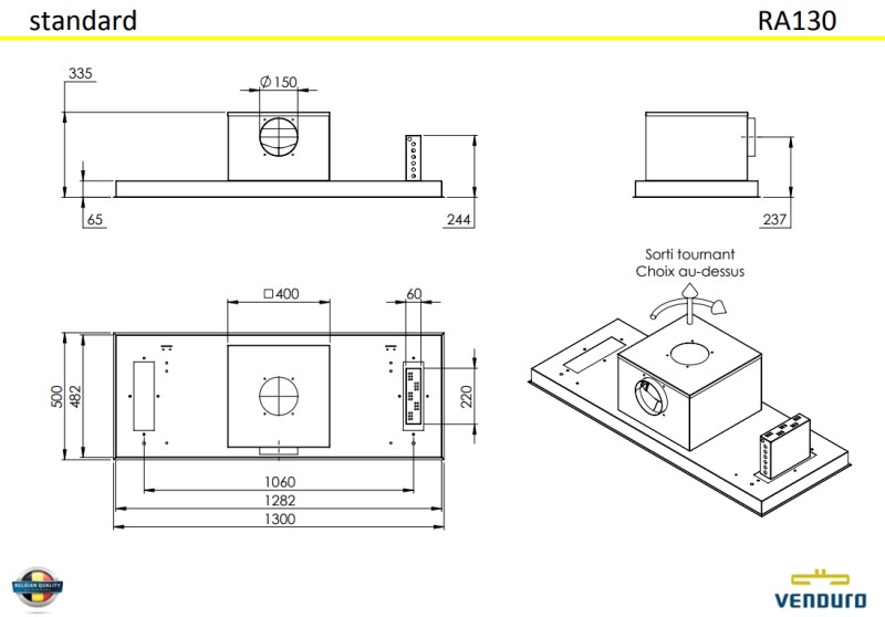 Hotte aspirante sans moteur Venduro RA130-ZMI detail 1