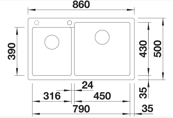 Evier 1 1/2 bassin Blanco 523058 detail 1