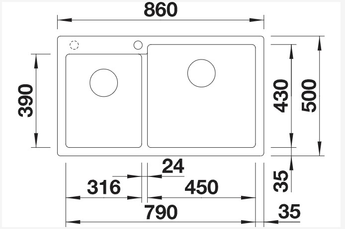 Evier 1 1/2 bassin Blanco 523061 detail 1