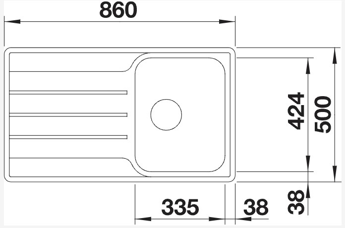 Evier 1 bassin Blanco 523030/** detail 1
