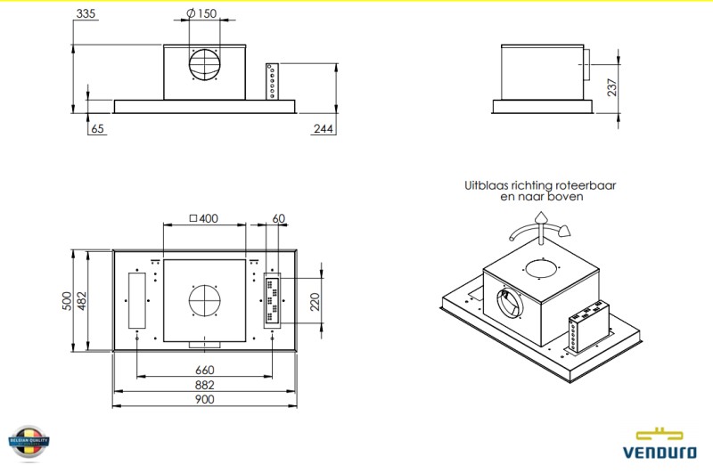 Hotte aspirante sans moteur Venduro RALL90-ZMI detail 1
