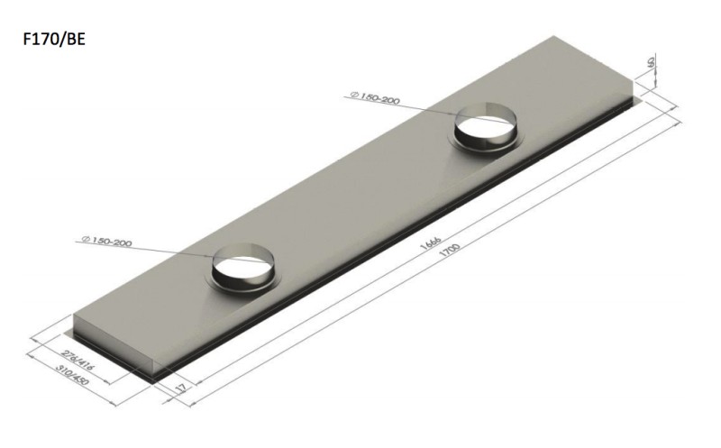 Dampkap zonder motor Venduro F170/BE vooraanzicht