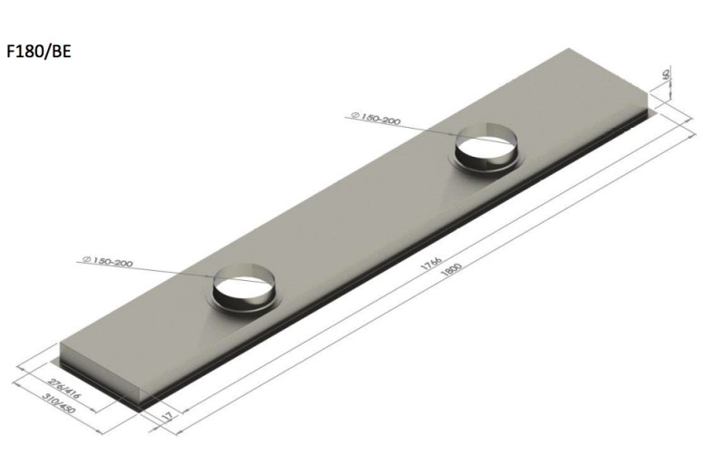 Dampkap zonder motor Venduro F180/BE vooraanzicht