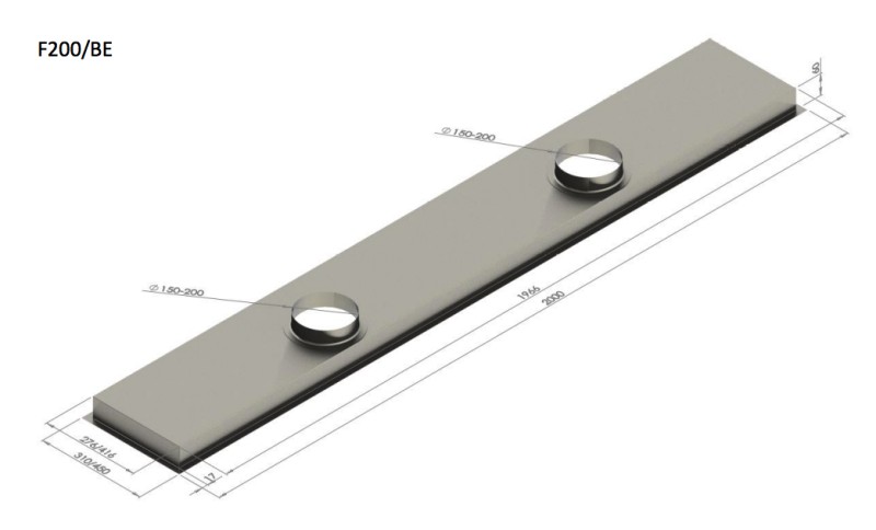 Hotte aspirante sans moteur Venduro F200/BE vooraanzicht