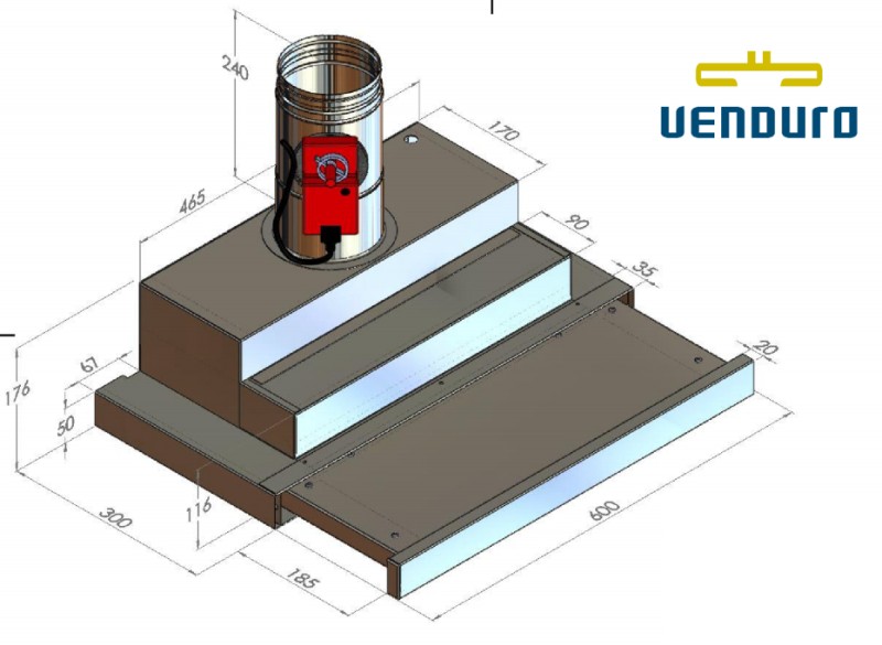 Dampkap zonder motor Venduro TA60/SRINOX detail 1