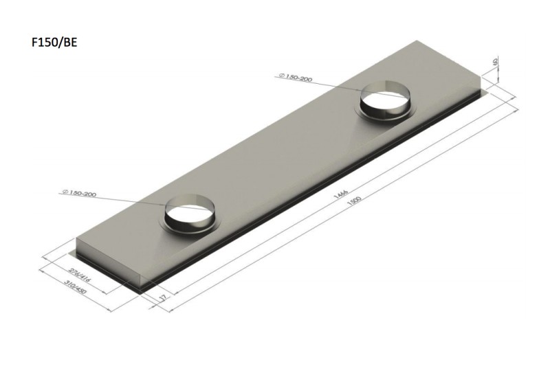 Hotte aspirante sans moteur Venduro F150/BE vooraanzicht