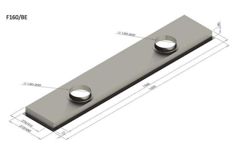 Dampkap zonder motor Venduro F160/BE vooraanzicht