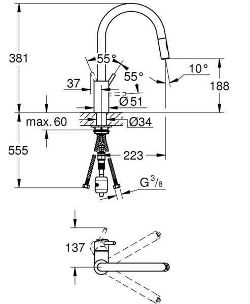 Eéngreepskraan Grohe 31483002 detail 1