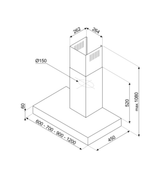 Dampkap wand/schouw Smeg KBT900XE detail 3