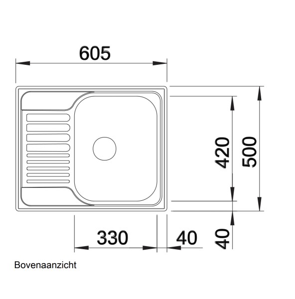 Enkele spoelbak Blanco 516524 detail 1