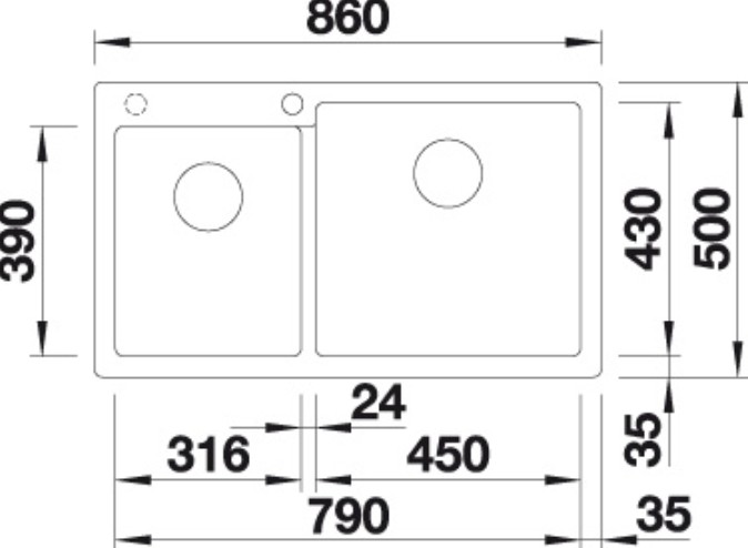 Evier 1 1/2 bassin Blanco 523064 detail 1