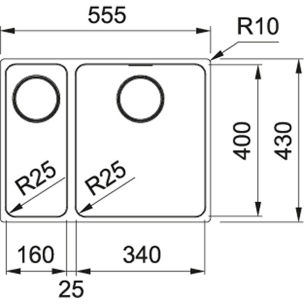 Enkele spoelbak Franke MYX1603416L1 detail 1