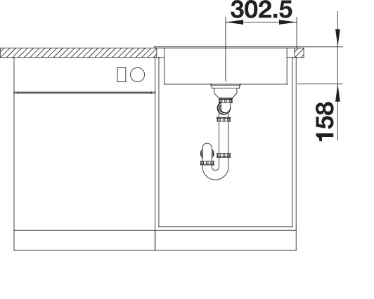 Enkele spoelbak Blanco 525323 detail 2
