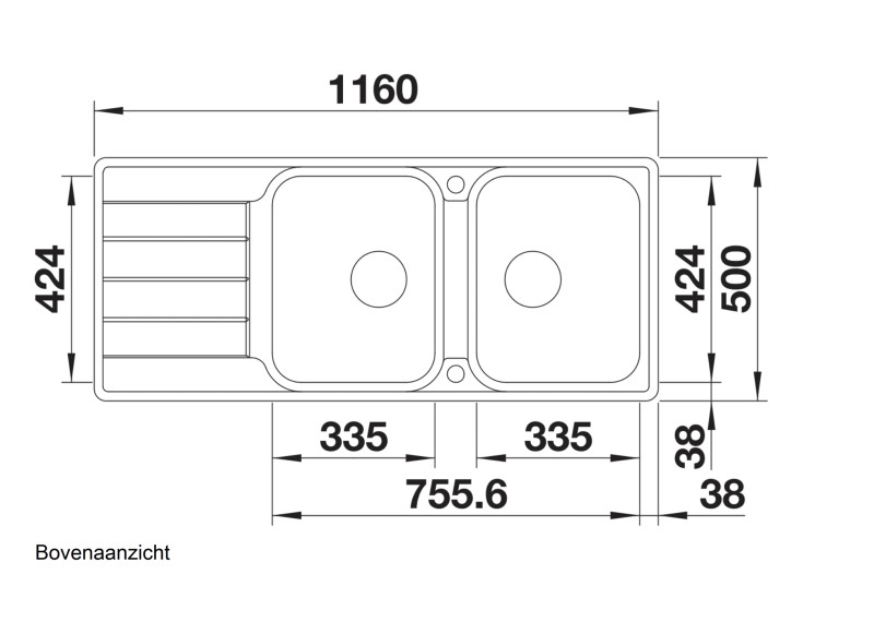 Dubbele spoelbak Blanco 525332 detail 1