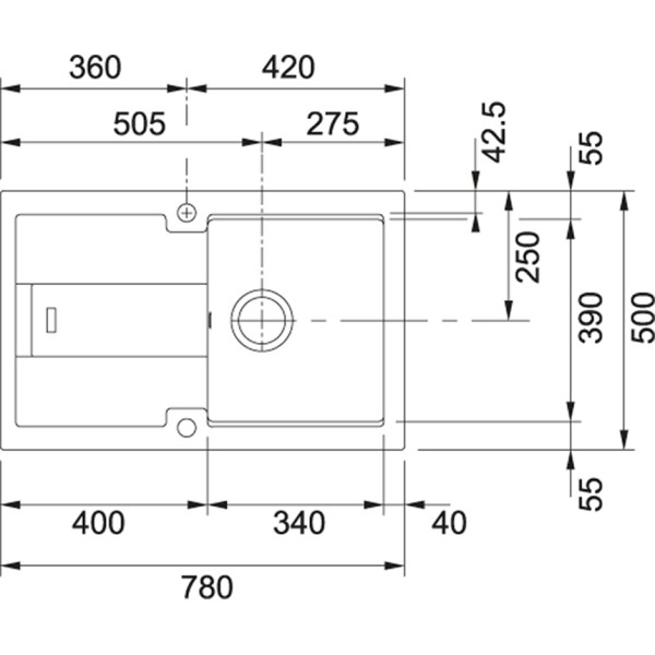Enkele spoelbak Franke BLG611OX1 detail 1