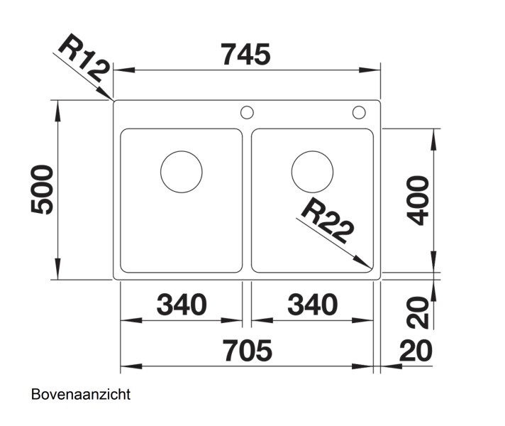 Dubbele spoelbak Blanco 525248/** detail 1