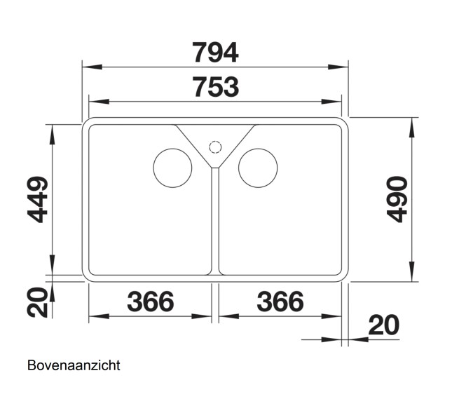 Dubbele spoelbak Blanco 525164 detail 1