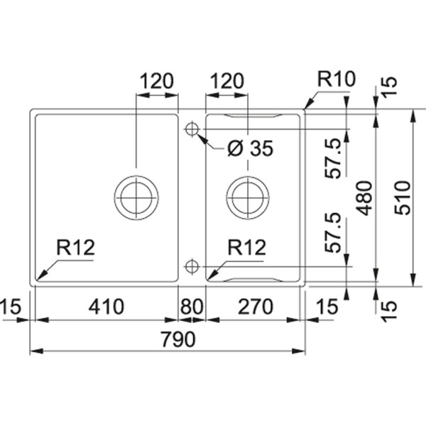 Dubbele spoelbak Franke BWX22041271 detail 2
